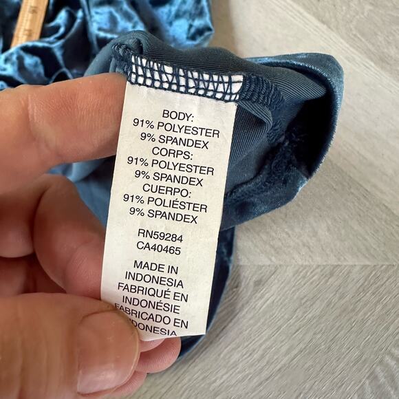 Children's Place Teal Blue Crushed Velvet Dress Bell Flare Sleeve L Large 10 12 - Picture 6 of 7